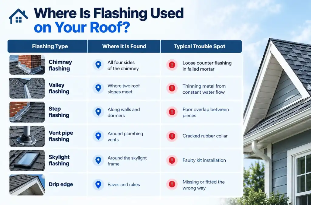 Where Is Flashing Used on Your Roof?